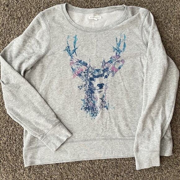 Aeropostale Sweatshirt Women’s XL Gray Free State Darling Deer Artsy Soft Y2K - Picture 1 of 9
